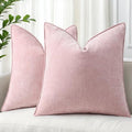 decorUhome Chenille Blush Pink Velvet Throw Pillow Covers 16x16 Set of 2 by decorUhome