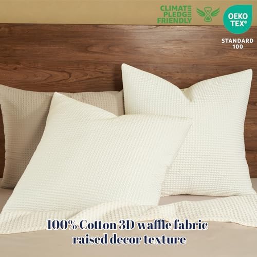 PHF Cotton Waffle Euro Shams 26" x 26", No Insert - Image 2