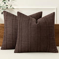 MIULEE Linen Plaid Pillow Covers Fall Decorative Euro 24x24 Dark Brown by MIULEE