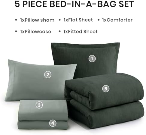 Monbix Twin XL Comforter Set Deep Forest Bed in a Bag 5 Pieces - Image 7