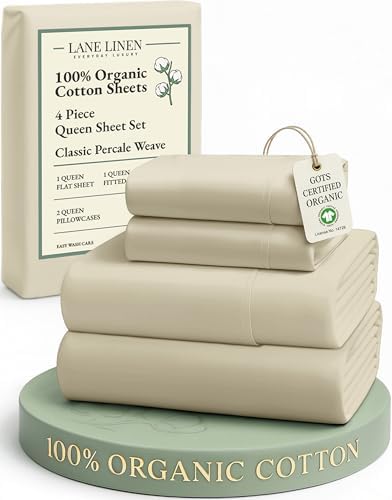 LANE LINEN 100% Organic Cotton Queen Size Sheets Set, Eco Friedly Mercerized by LaneLinen