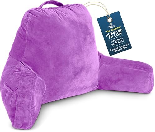 Husband Pillow Light Purple, Original Reading Pillow in Bed Rest Chair by HusbandPillow