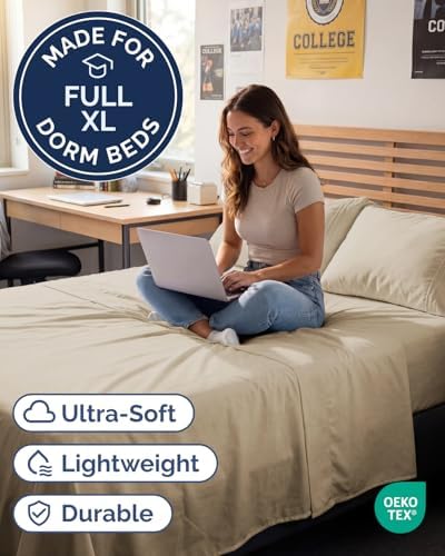 Full XL Sheets - 4 Piece Full XL Sheet Set - Breathable & Cooling - Wheat - Image 2
