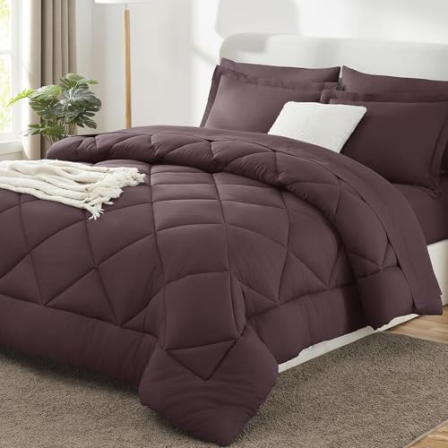 CozyLux Oversized King Comforter Set 120"x98", 7 Piece, Cocoa Powder by CozyLux