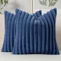 MIULEE Faux Fur Decorative Euro Sham Pillow Covers 24x24 Navy Blue 2 Pack by MIULEE