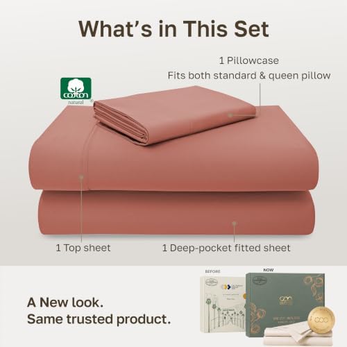 California Design Den 600 Thread Count Twin Sheets, Terracotta - Image 3