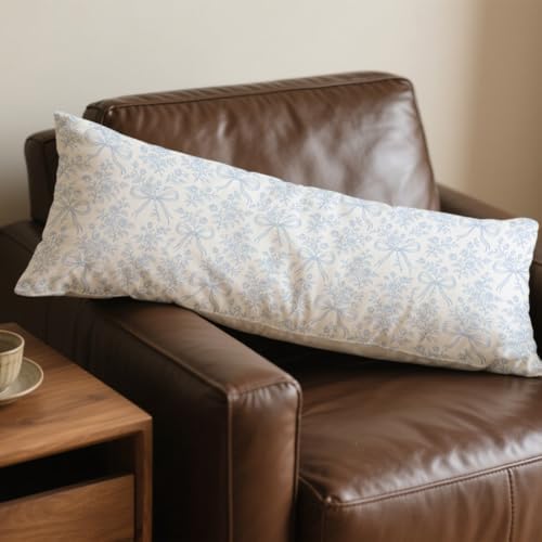 Coquette Blue Bow Chinoiserie Floral 20x54 Body Pillow Cover, French Country - Image 7