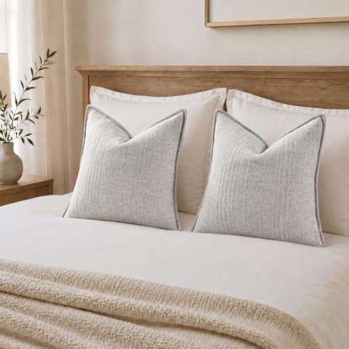 decorUhome Light Grey Textured Linen Throw Pillow Covers 20x20 Set of 2 - Image 5