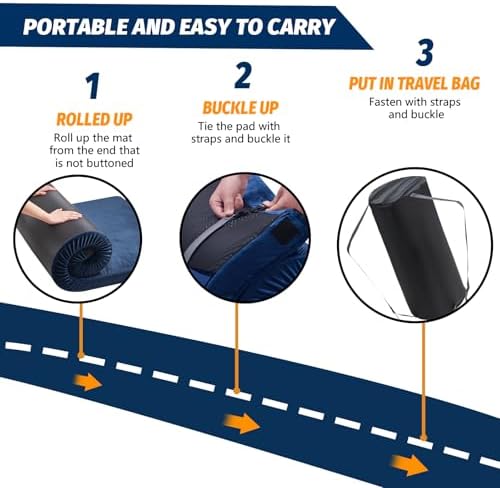 CYMULA Memory Foam Camping Mattress Pad, Sleeping Mat, Portable Roll Up Mattress - Image 6