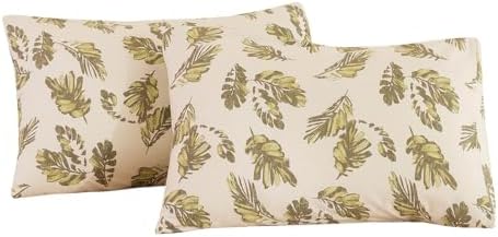 ECOCOTT 2 Pack Pillowcase King Size, Leaf Pattern Pillow Cases Set by ECOCOTT