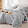 MUXHOMO 7 Pieces Oversized Queen Comforter Set, Seersucker Bed in a Bag by MUXHOMO