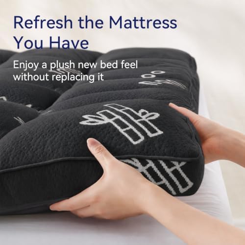 ELEMUSE Queen Size Bamboo Viscose Mattress Topper, Thick Pillow Top Pad - Image 5