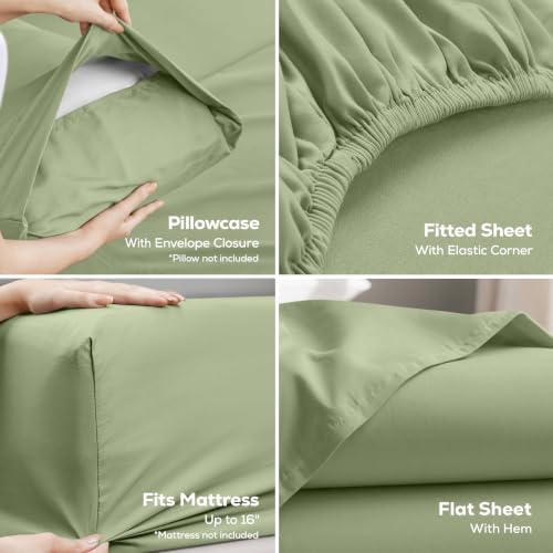 Queen Sheets Set, 4 Pieces 16" Deep Pocket Hotel Luxury Bed Sheets - Image 3
