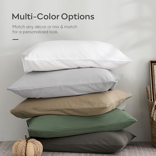 JELLYMONI 100% Washed Cotton Pillowcases, Envelope Closure 2-Pack - Image 7