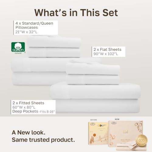 California Design Den 2-Pack 100% Cotton Sateen Queen Size Sheet Set - Image 3