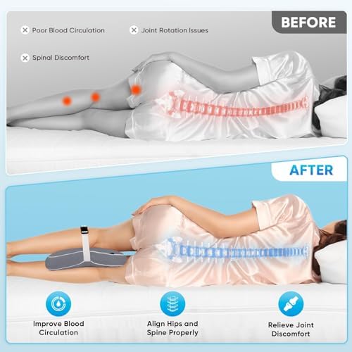 Knee Pillow with Soft Strap for Side Sleepers, Grid - Image 5