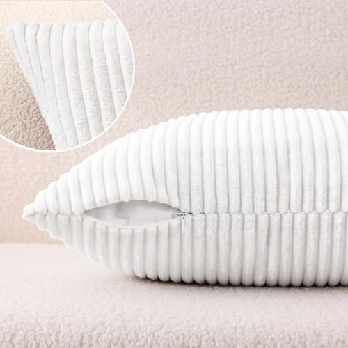 Mecatny Corduroy Decorative Throw Pillow Covers 20x20 Set of 2 White - Image 5
