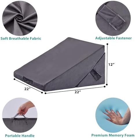 Bedluxe Wedge Pillow for Sleeping, Adjustable 9&12 Inch Foldable Bed Wedge - Image 6