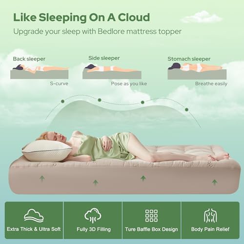 BEDLORE King Mattress Topper, Thick Pillow Top Mattress Pad - Image 4