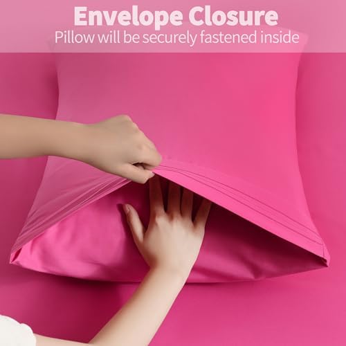 Horbaunal Microfiber Body Pillow Covers, Hot Pink, 2 Pack - Image 4
