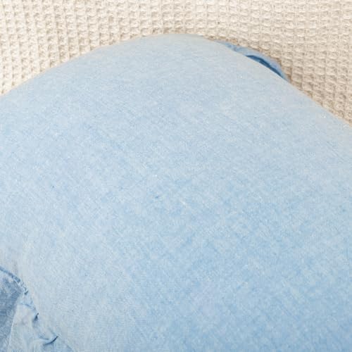 JoraLion Ruffled Lumbar Pillow Cover 14x36 Solid Light Blue - Image 4