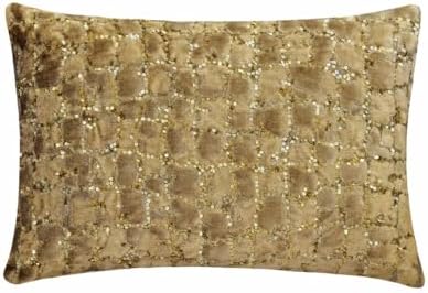 The HomeCentric Gold 12"x18" Lumbar Pillow Cover, Velvet Sequins & Animal by TheHomeCentric