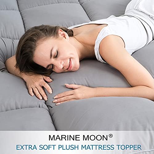 Marine Moon Mattress Topper King Cooling Pillow Top Thick Plush Pad Cover - Image 4