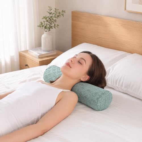 3.1" Small Neck Roll Memory Foam Pillow Cylinder, Detachable Cover - Image 5