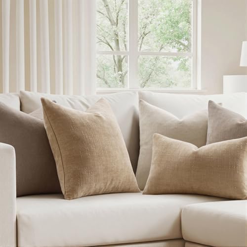 MIULEE 12x20 Inch Lumbar Textured Chenille Pillow Covers Starfish Khaki - Image 3
