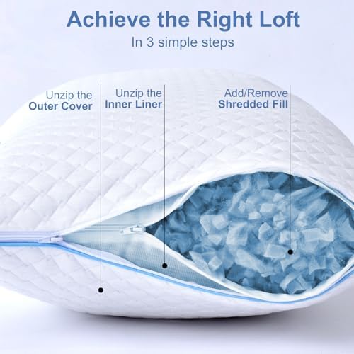 Shredded Memory Foam Pillows for Sleeping 2 Pack - Image 5