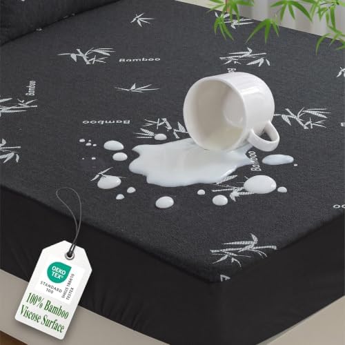 King Size Waterproof Mattress Protector Natural Cooling Bamboo Viscose by LUXELINEN