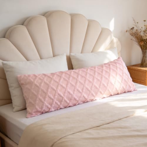 Home Long Body Lumbar Pillow case Cover, Solid Color Geometry Cushion Plush by Yisiziyo
