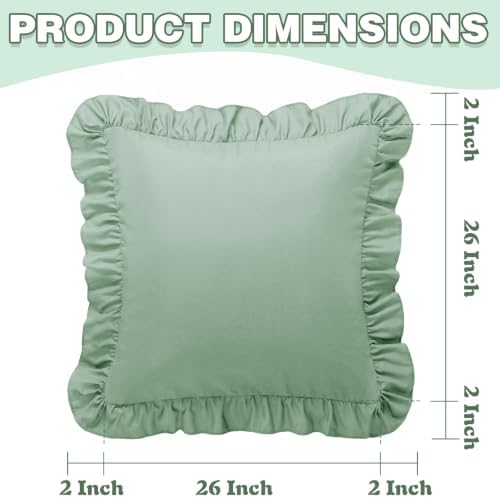 KKJIAF 2 Pack Ruffle Pillow Cases 26x26 Inches, Sage Green - Image 3