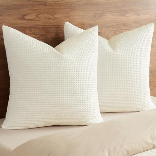 PHF Cotton Waffle Euro Shams 26" x 26", No Insert by PHF