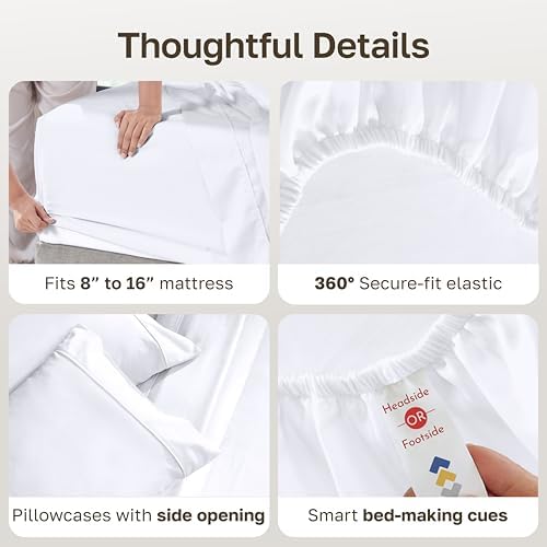 California Design Den Soft 100% Cotton Sateen King Size Sheets Set - Image 4