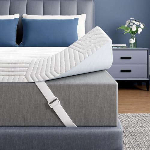 ELEMUSE 2 Inch Queen Size Gel Memory Foam Mattress Topper, Washable Cover by ELEMUSE