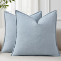 decorUhome Fall Sky Blue Linen Throw Pillow Covers 18x18 Set of 2 by decorUhome