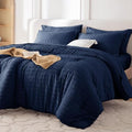 MUXHOMO 7 Pieces California King Comforter Set, Seersucker Bed in a Bag Cal by MUXHOMO