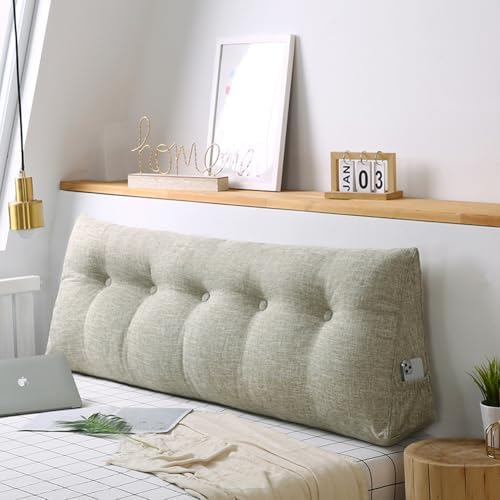 Headboard Wedge Pillow for Single/Twin/Queen/King Bed, Large Cotton Linen by Unknown
