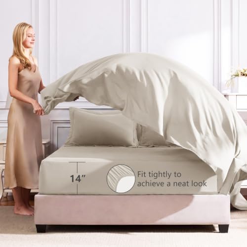CozyLux King Comforter Set 102"x90" Beige - Image 5