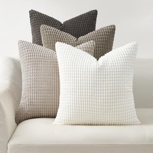 Topfinel Neutral Grey Pillow Covers Set of 4, Boho Sofa Throw Pillows Covers by Topfinel