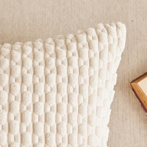 Kevin Textile Soft Corduroy 16"x24" Lumbar Pillow Cover 1 Pack, Cream White - Image 2