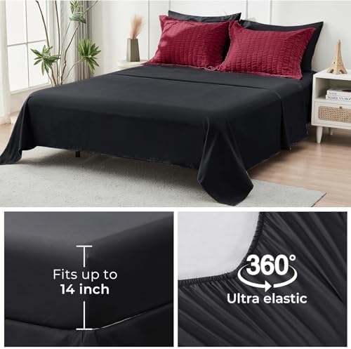 HYMOKEGE Red & Black King Size Comforter Set Seersucker 7 Pieces, All Season - Image 5