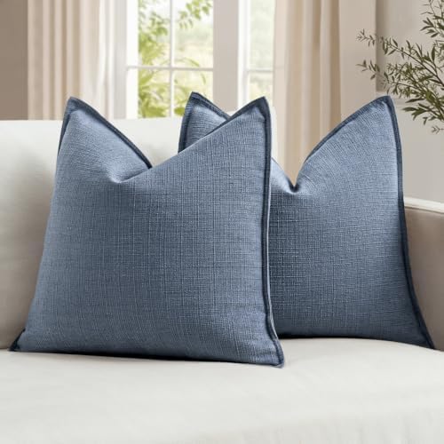 MIULEE Thick Textured Decorative Throw Pillow Covers 20x20 Inch Blue by MIULEE