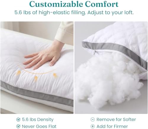 Oubonun Full Body Pillow for Side Sleeper, Adjustable Firm Long Bed Pillow - Image 4