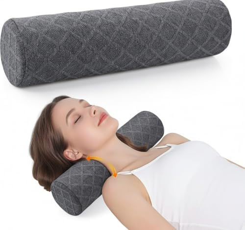 4.7" Small Neck Roll Memory Foam Pillow Cylinder, Detachable Cover by Unknown