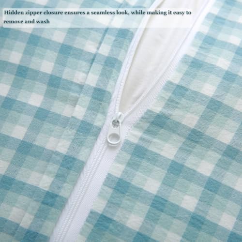 Mywinlle Dusty Blue Plaid Throw Pillow Shams - Image 5