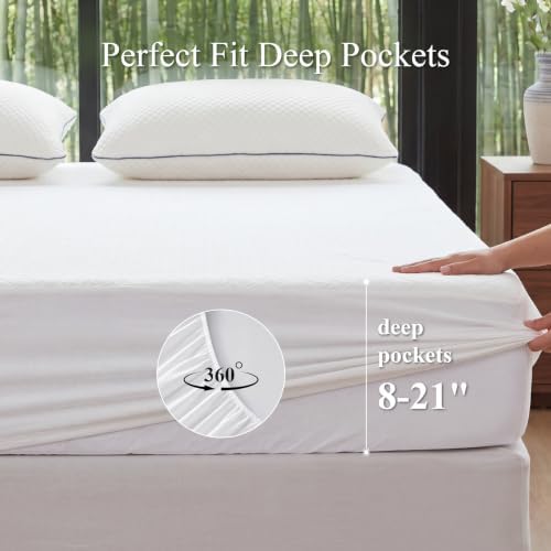 Twin Size Mattress Protector Waterproof Bamboo Rayon, 3D Air Fabric - Image 5