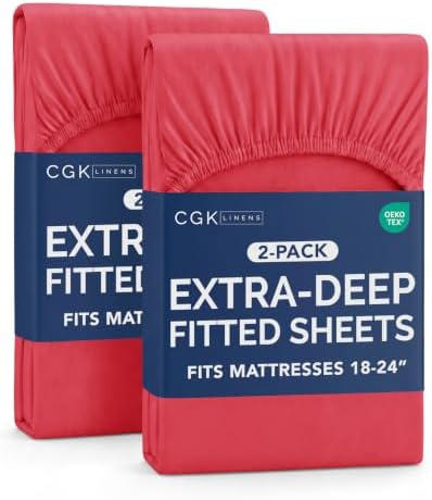 CGK Linens 2 Pack Extra Deep King Fitted Sheets by CGKUnlimited