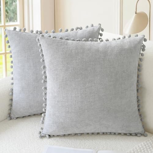 CaliTime Decorative Couch Throw Pillow Covers 22 X 22 Inches Moonbeam Gray by CaliTime
